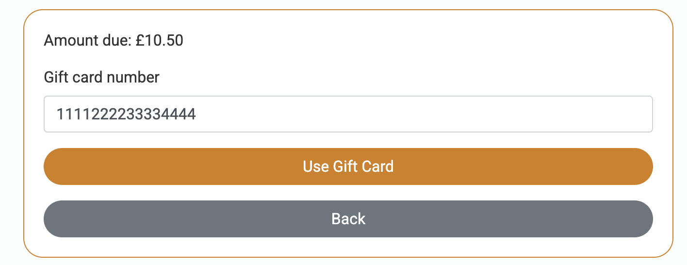 Pay using gift card